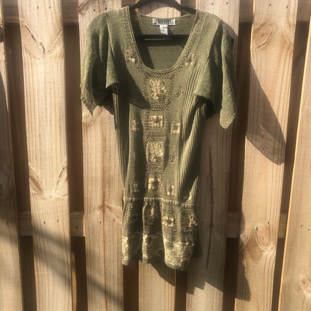 Curio bohemian style beaded tunic. Vintage